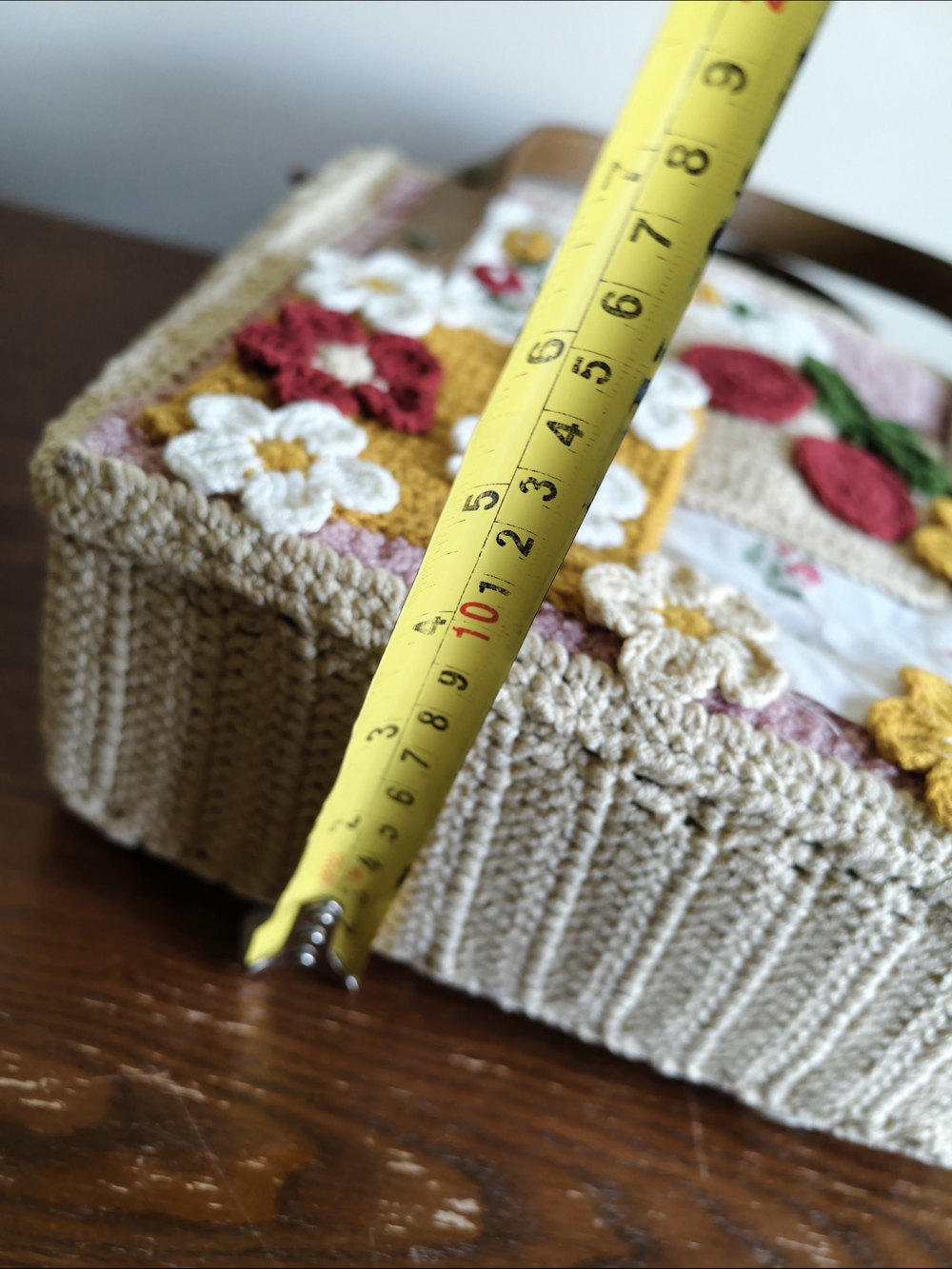 Handmade Crochet Floral Patchwork Tote Bag - Pink, Cream & Mustard - Picture 5 of 10